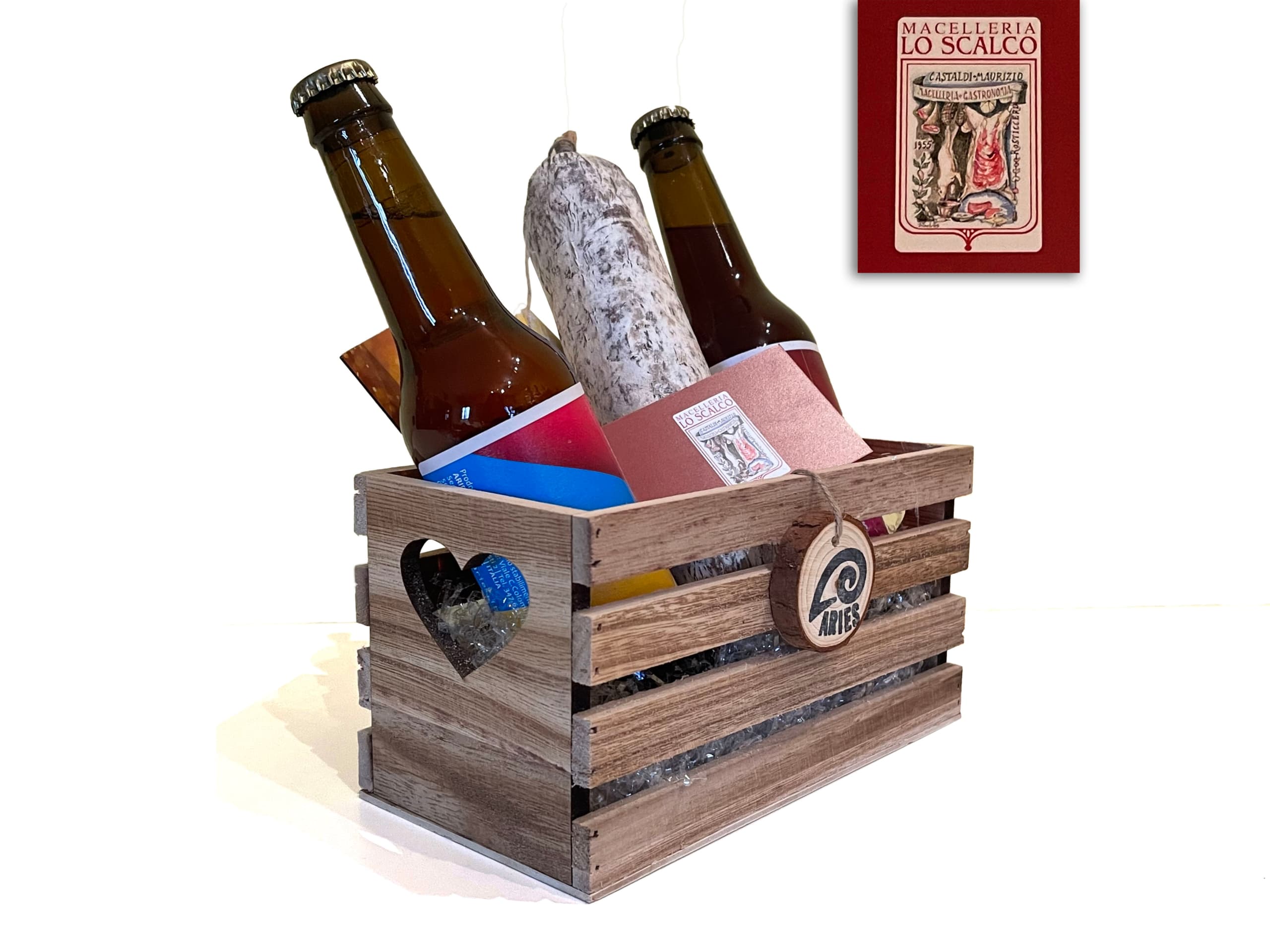 WoodBox con Birre Artigianali con salame toscano de LO SCALCO